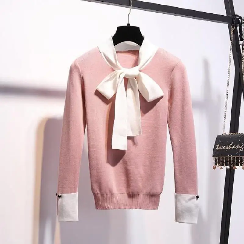

ICHOIX Bowk-not 2020 Spring Set Clothes Knitted Top Sweater Bodycon Mini Fishtail Skirt 2 Piece Outfits for Women Sets