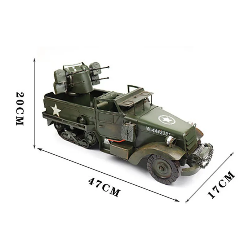 

Simulation American Armored Vehicle Diecast Tin Handicrafts Retro Nostalgia Bar Office Desktop Decoration Ornament Sculpture