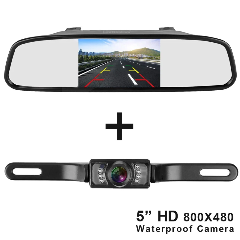 

Автомобильный 5-дюймовый ЖК-монитор с разрешением 800*480 и камерой заднего вида, система парковки заднего вида с защитой IP68, Направляющие линии ночного видения