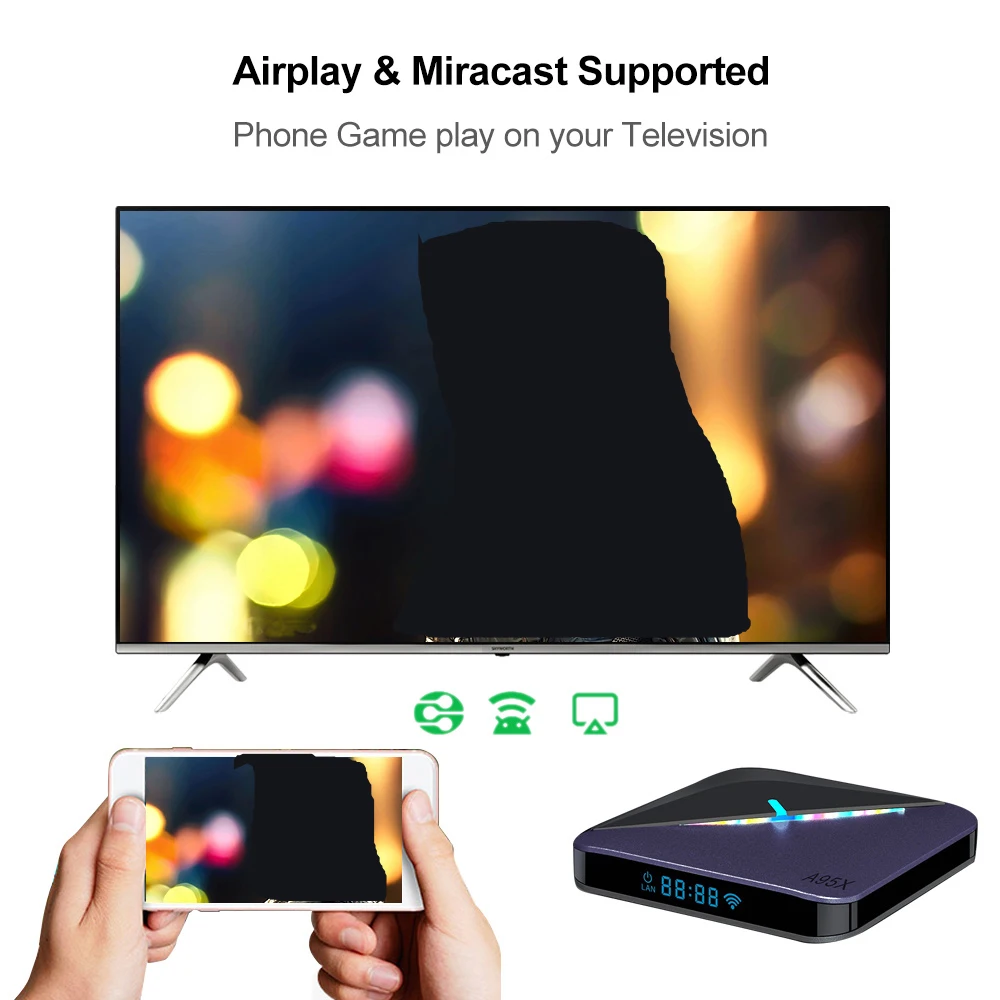 20 шт. A95X F3 RGB светильник TV Box Amlogic S905X3 Android 9 0 4 Гб 64 Поддержка Dual Wifi 4K 75fps Netflix Youtube Plex