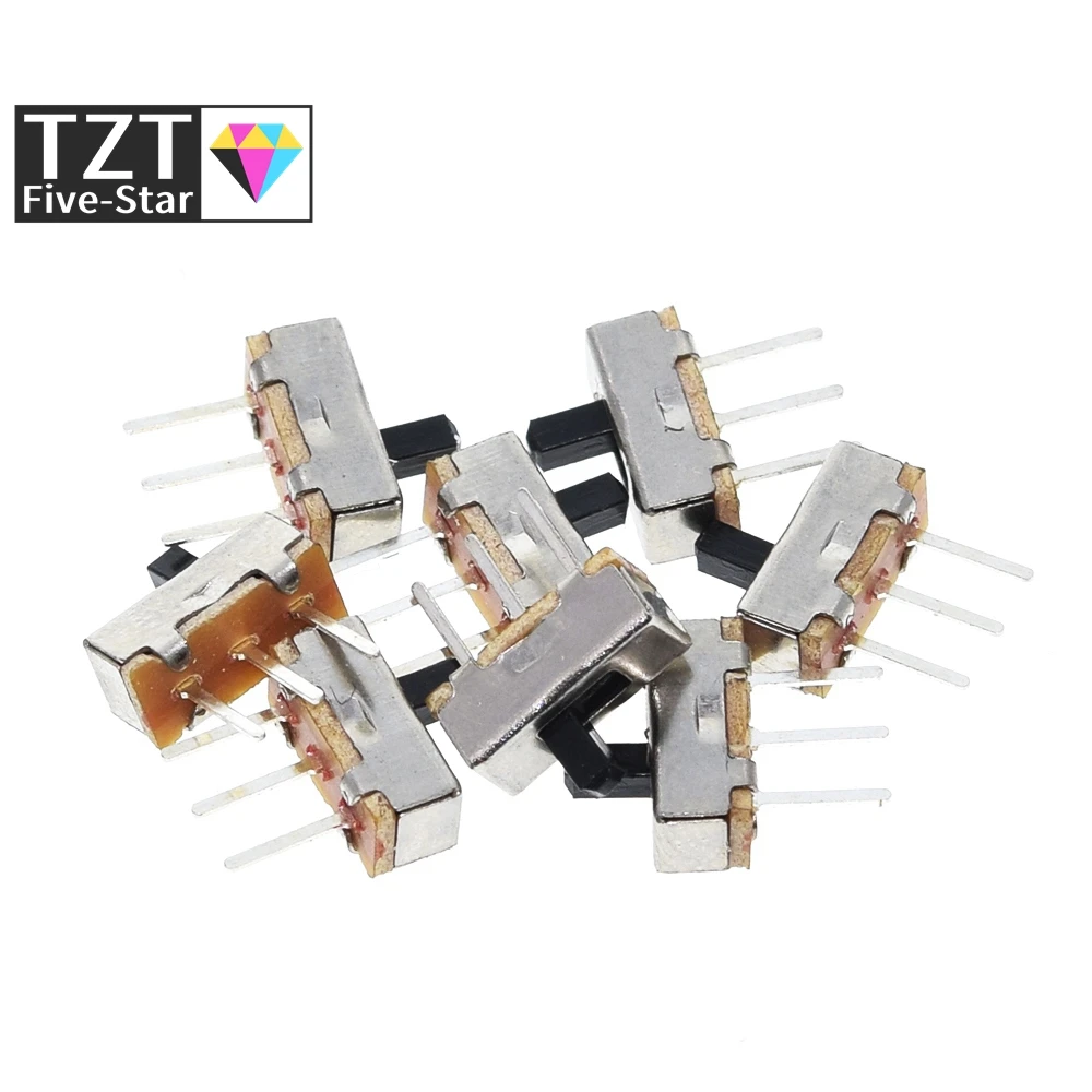 10pcs Interruptor on-off mini Slide Switch SS12D00 SS12D00G3 3pin 1P2T 2 Position High quality toggle switch Handle length:3MM - купить по
