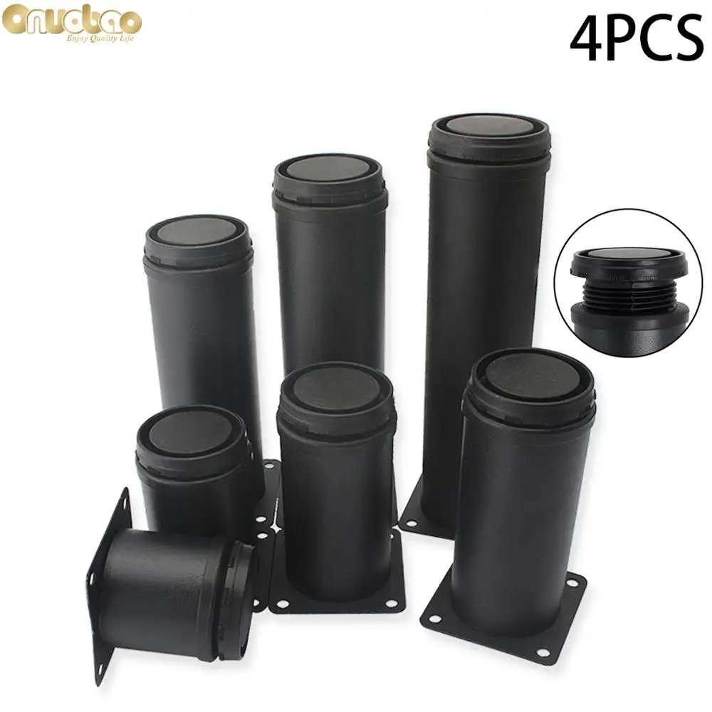 

[Onuobao] 4pcs Stainless Steel Adjustable Sofa Legs Matte Black 5-25cm Metal Furniture Support TV Cabinet