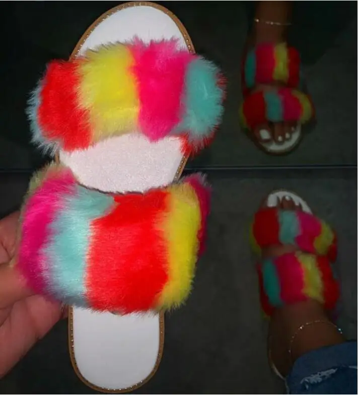 Женские домашние меховые тапочки Сезон весна лето Новинка 2020 года Нескользящие