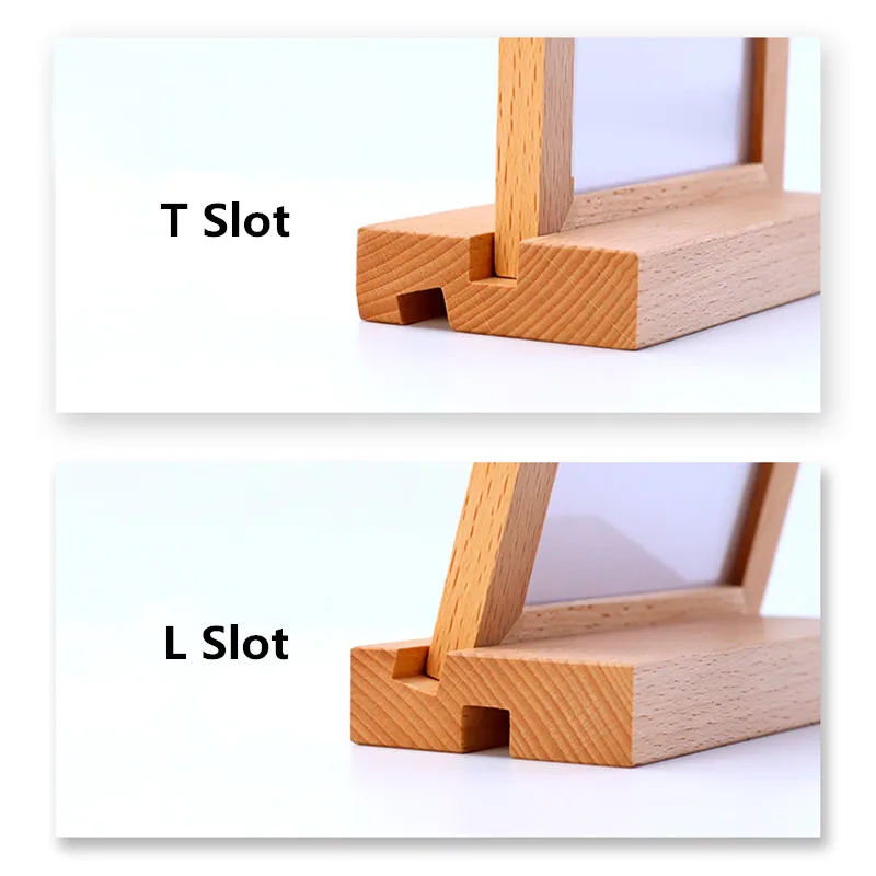 

A6 L / T Shape Desktop Two Display Ways Wood Sign Holder Display Stand Table Menu Paper Holder Frame