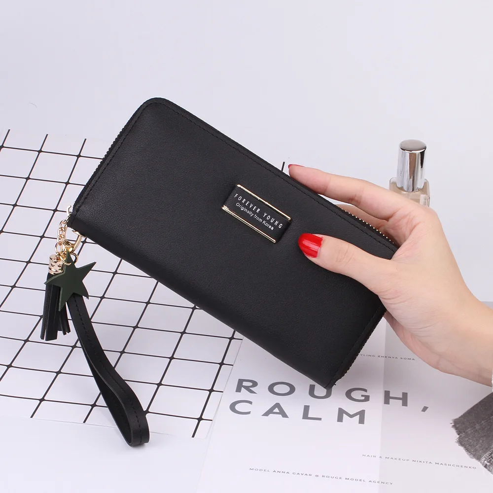 Женский кошелек с пятиконечной подвеской и кисточками длинный клатч Дамские