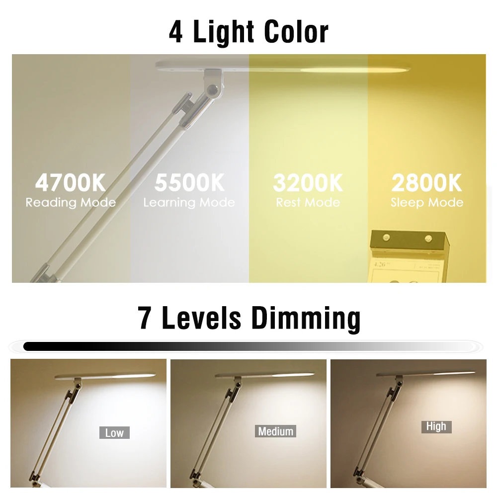 Suchme 2020 LED Desk Lamp 7W High Power Reading Table EU/US Plug Light Stand USB Output Eye-Protection 4 Color | Лампы и освещение