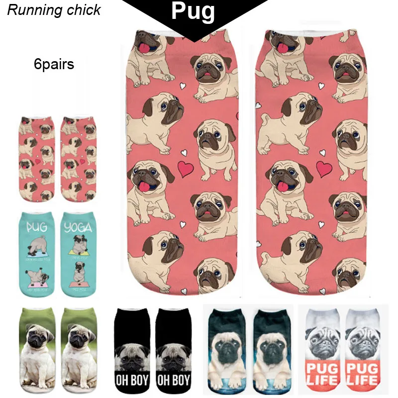 6 пар носков для бега цыпленка мопса оптовая продажа Прямая