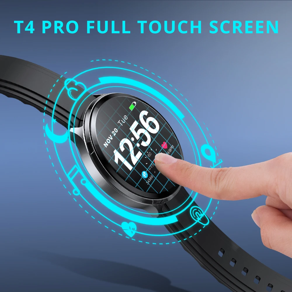 Умные часы Makibes T4 Pro с Полноразмерным сенсорным экраном 1 3 дюйма и закаленным