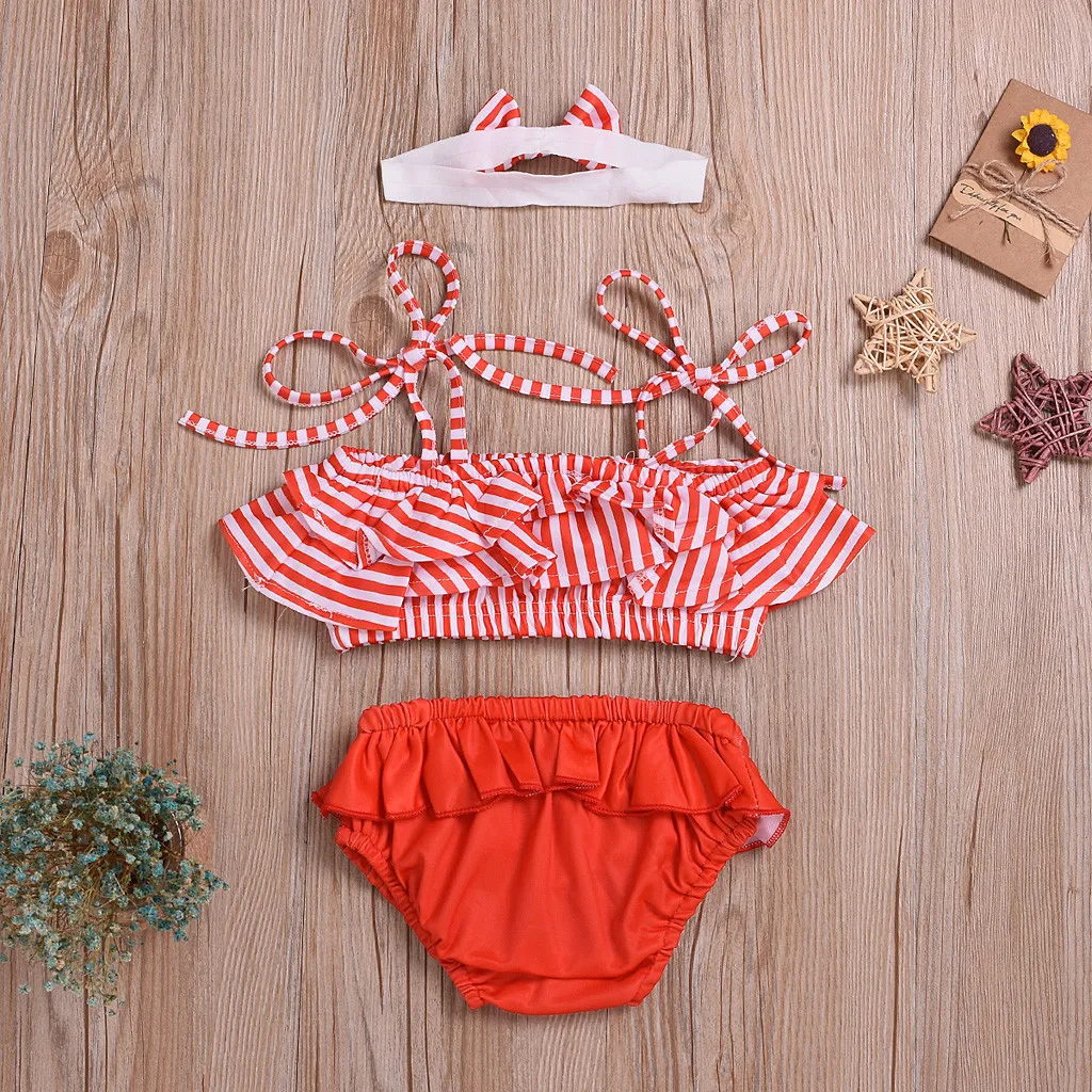 Бикини для маленьких девочек Раздельный купальник лето 2020 полосатые пляжные