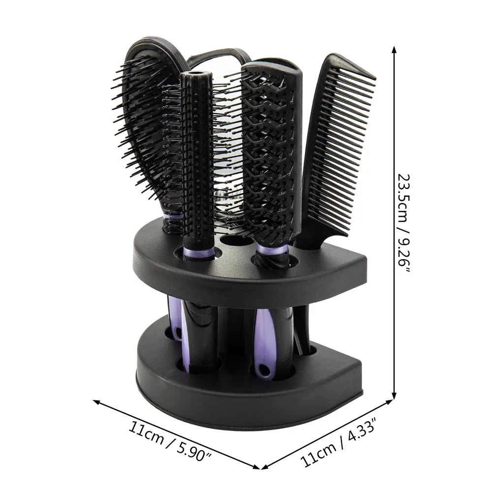 

In Stock 5 Pcs Salon Styling Set Women Travel Makeup Adults Hair Brush With Holder Home Portable Anti-Static Combs Mirror Tool