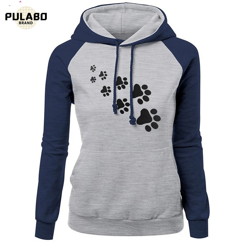 

Толстовка женская с капюшоном, пуловер с принтом кошачьей лапки, бархатная толстовка, наряд на осень-зиму