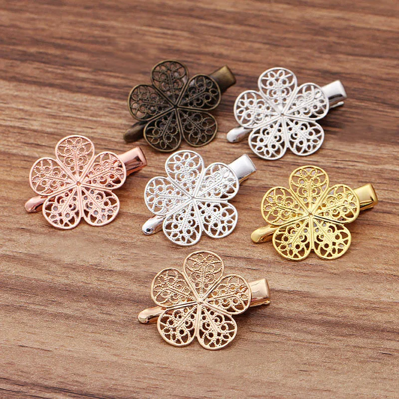 

20pcs 25mm Hair Clips Prong Alligator teeth Bobby Clip BB Pins Flower Hairgrips Kids Girls Hair Accessories