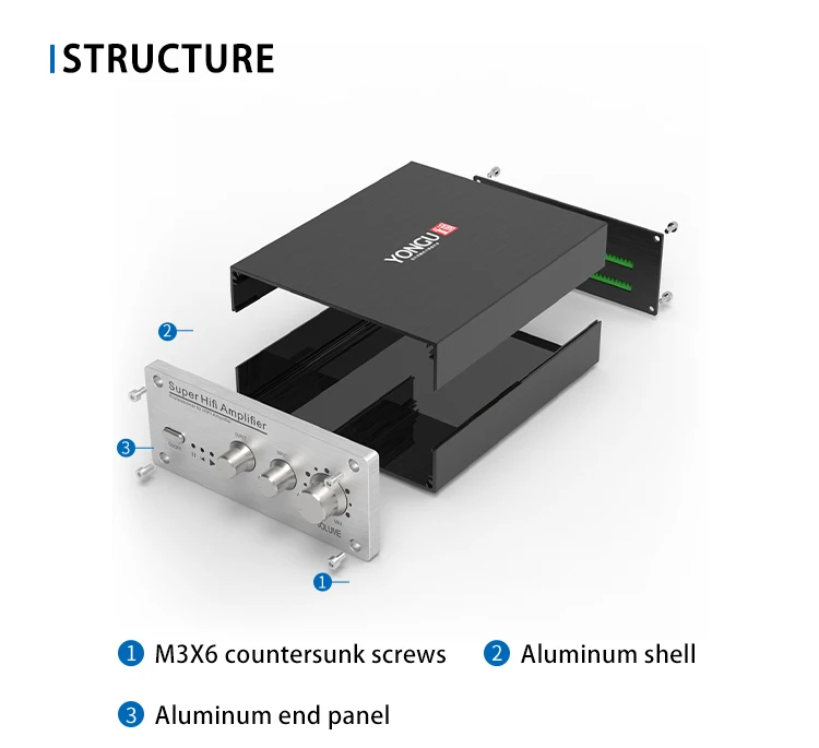

Yonggu корпус коробки PCB прессованный алюминиевый корпус инструмент Электронный Корпус H23 125*51 мм