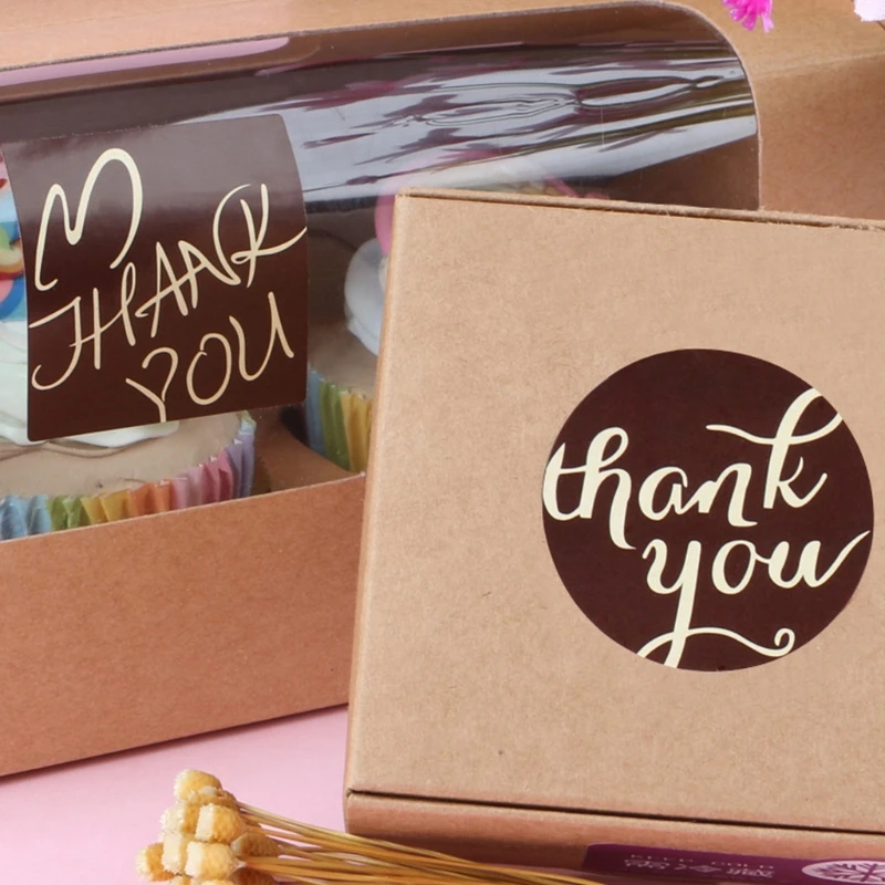 

50 Sheets Thank You Stickers Round Square DIY Adhesive Seal Labels for Envelope