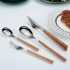 1 шт., вилка и нож из нержавеющей стали с деревянной ручкой