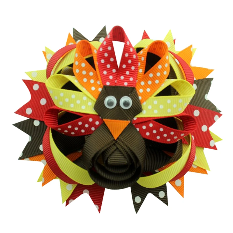 6 P 5 дюймов День благодарения бант из перьев для волос подарки девушек и женщин