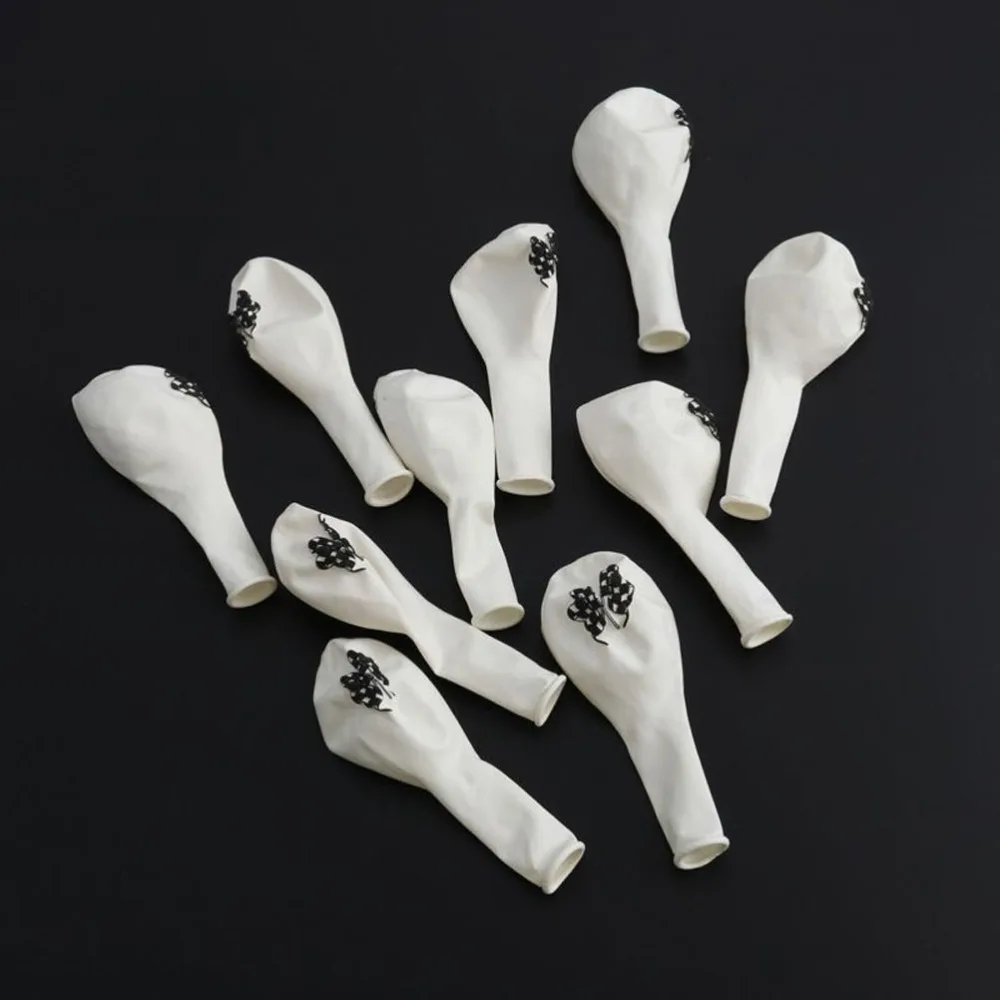 

30 Pcs Party Balloons Black and White Racing Flag Sequin Confetti Balloons Inflatable Balloons (10 Pcs White + 10 Pcs Black + 10