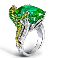 new golden chameleon lizard inlaid with green zircon ring bracelet 6 10