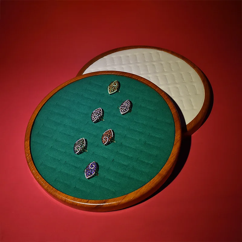 Wood grain ring jewelry tray hundred ring tray microfiber jewelry display tray earrings jewelry storage tray see pallet