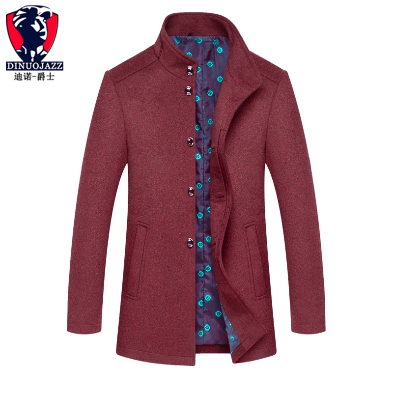 wine red wool coat Мужская куртка осень зима теплая кашемировая шерсть стоячий воротник повседневное однобортное пальто большой размер - Цвет: wine red wool coat