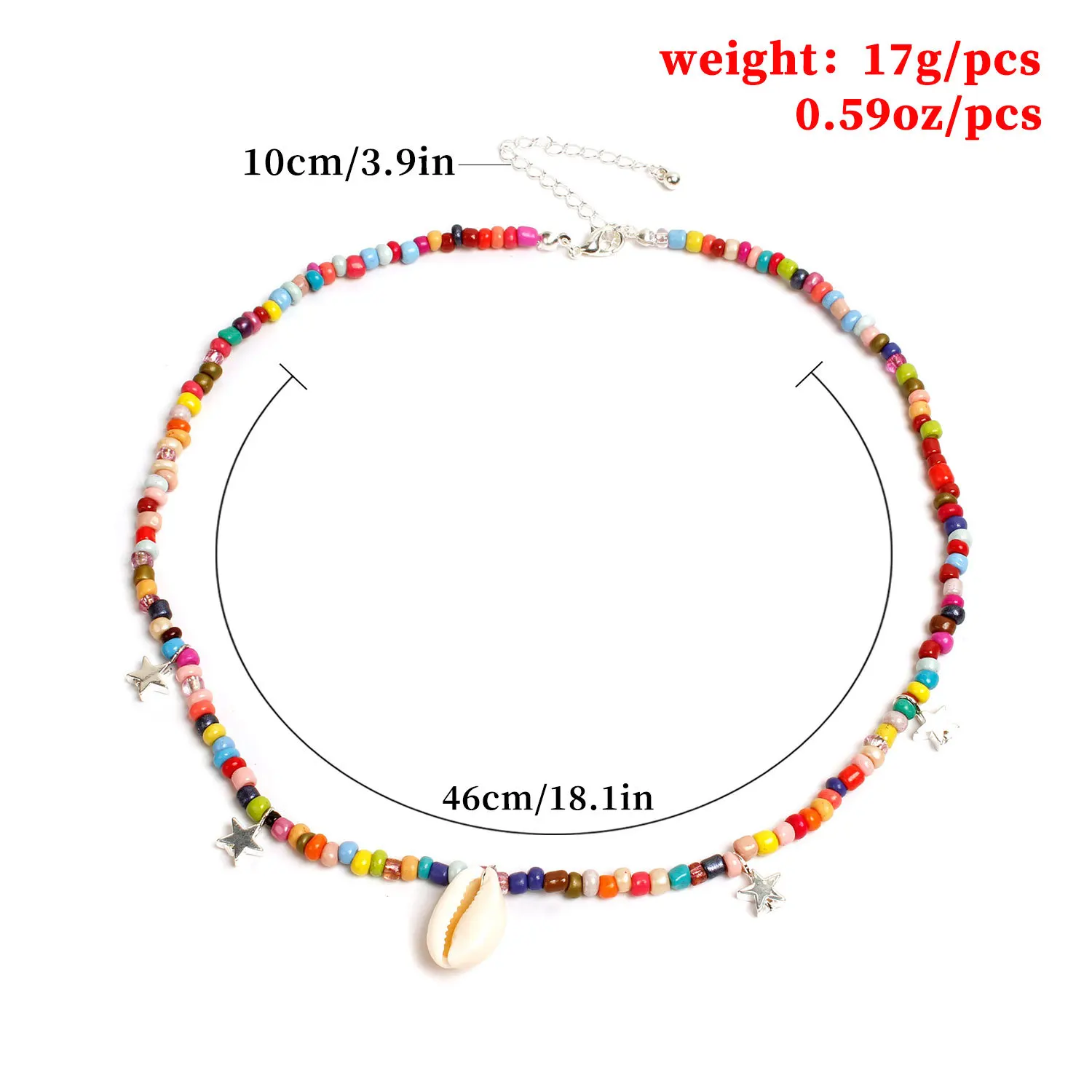 PZMYCS fashion colored rice beads natural shell necklace for women five-point star hand thread clavicle chain statement | Украшения и