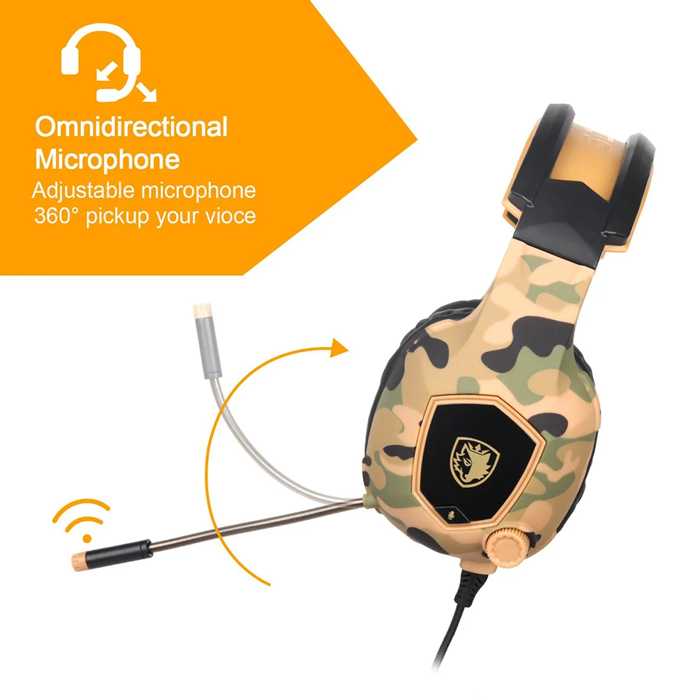 SADES SA 818 Проводные Игровые наушники 3 5 мм стерео музыкальные с микрофоном и