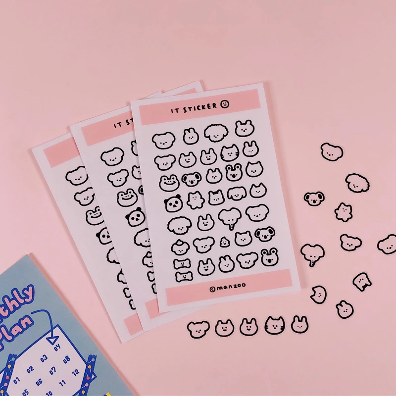 1 лист мультфильм милый корейский стиль Ins собака животные ПВХ наклейка сделай