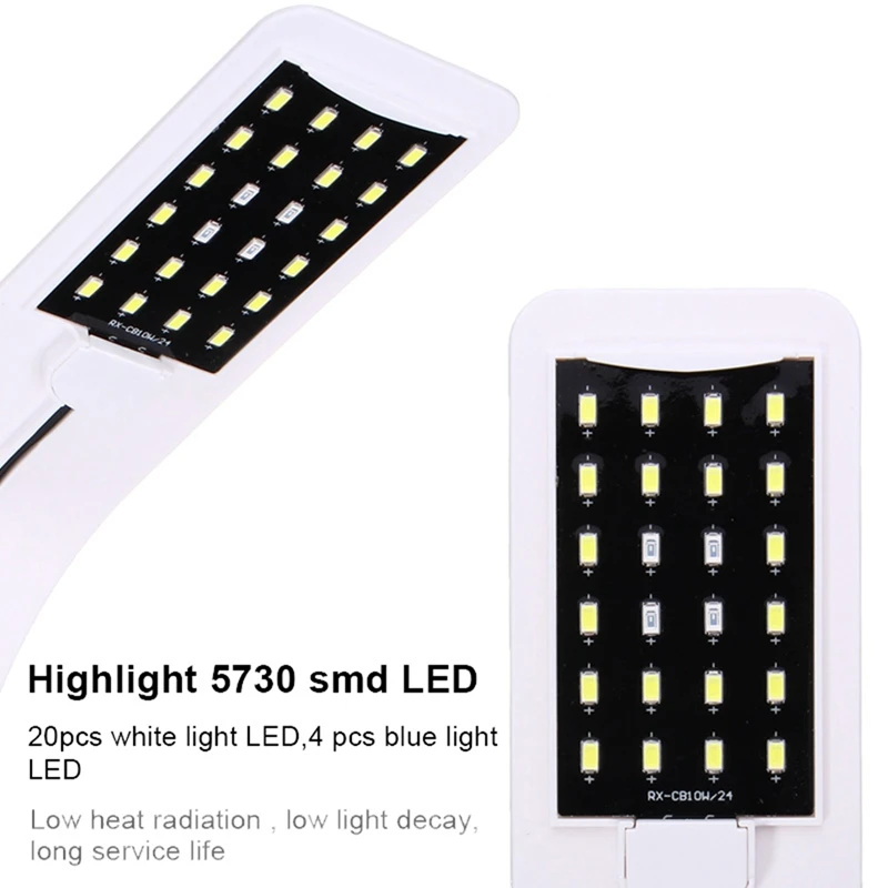 Blue White Led Aquarium Lights Clip On Fish Tank Lamp Lighting For Saltwater Freshwater With Gooseneck Clamp Eu Plug | Лампы и
