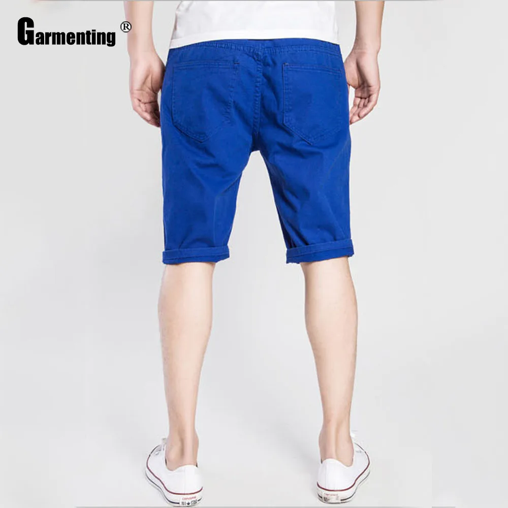 

Latest Men Jeans Demin Pants European Style Half Pants Cofffee Blue Male 2021 Summer Casual Skinny Hole Ripped Mens Short Bottom