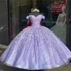 Цветочные платья Charro Quinceanera с запахом с открытыми плечами Пышная юбка кружевная Вышивка Принцесса милое платье для девочек 16s маскарадные платья