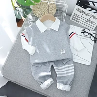 2021 baby boys spring autumn clothing sets toddler girls fashion striped 3 pieces set infant vestt shirtpants kids clothes