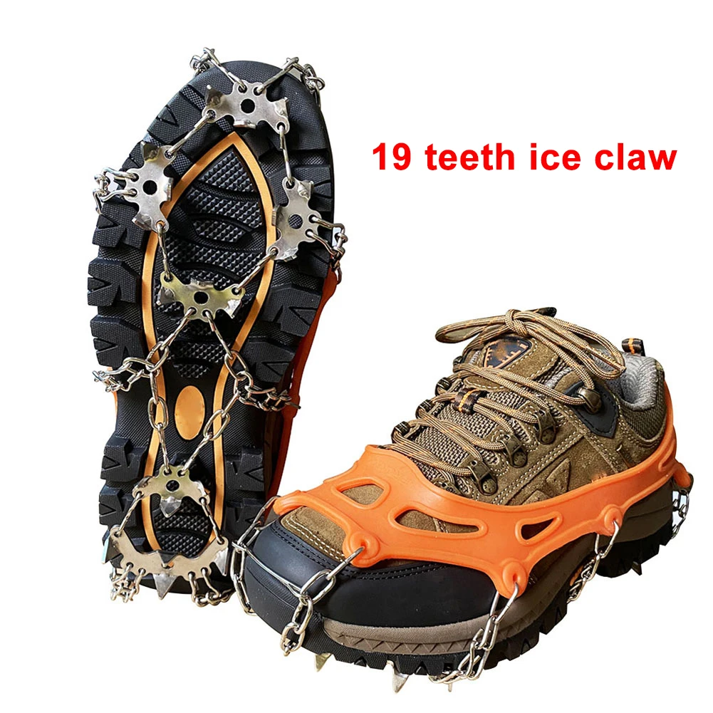

19 Studs Ice Gripper Spikes Shoe Cover Stainless Steel Climbing Crampons Climbing Shoes Cover Spikes Grips Cleats Over Shoes