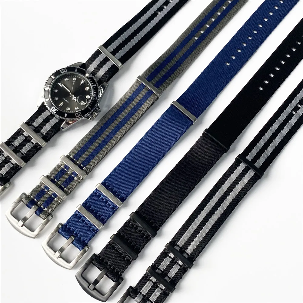 High Quality Nylon Canvas NATO Watch Band 20mm 22mm Men Sport Waterproof Wrist Strap Bracelet Accessories Military Seatbelt