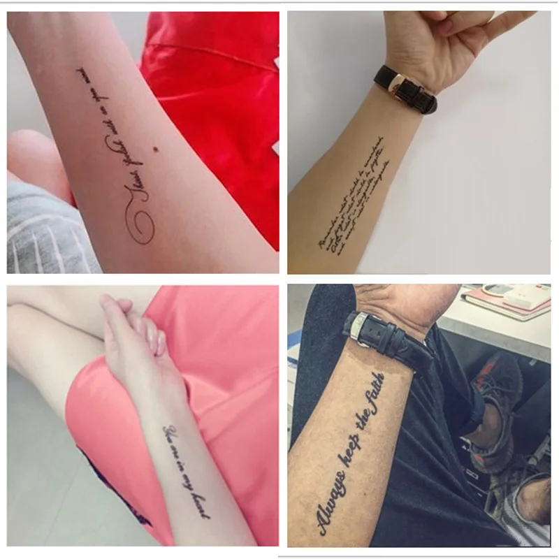 

60 Sheets Temporary Tattoos Inscriptions Waterproof Stickers Sleeve Men Women Fake Tattoo And Body Art Female Stickers 5.7*9.7cm