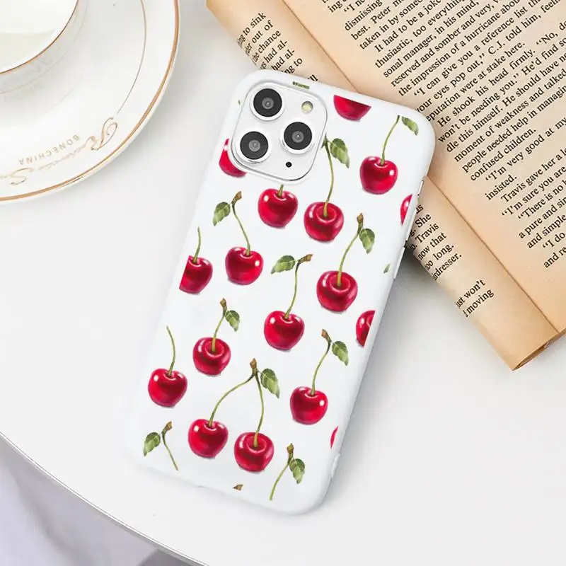 

Pink Cherries Cherry Strawberry luxury Phone Case coque Candy Color for iPhone 11 12 mini pro XS MAX 8 7 6 6S Plus X SE 2020 XR
