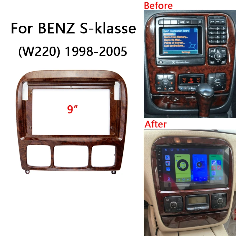 Автомобильный радиоприемник 9 &quot 2 Din Android комплект рамок для Mercedes BENZ S-Class W220 1998-2005