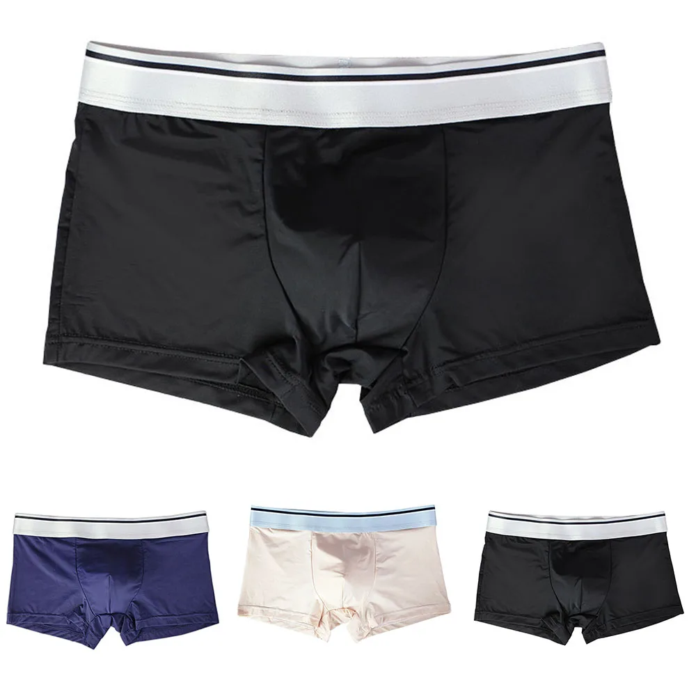 

Boxershorts Men Underwear Ice Silk Thin Shorts U Convex Pouch Underpants Section Soft Boxer Briefs Shorts And Trousers 2021