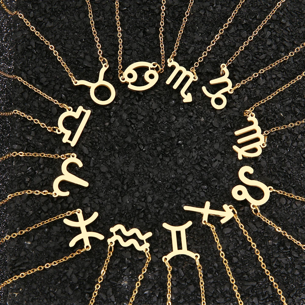 Ожерелья со знаками зодиака из нержавеющей стали 2022 ожерелье с 12 созвездиями CZ