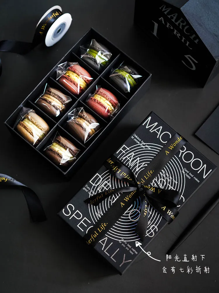 High-end 8 Capsules Macarons Gift Packaging Box Macaron Cake Boxes Drawer Birthday Party 5pcs
