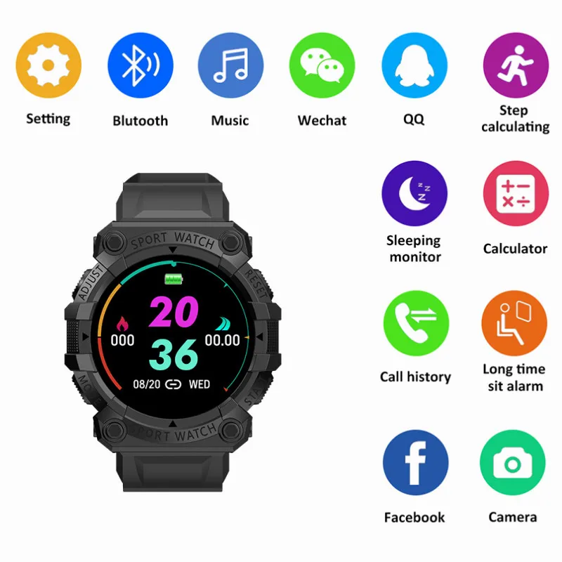 

New FD68S Men Women Smart Watch 1.44 Inches Heart Rate Blood Pressure Monitoring Super Long Standby T IP67 Waterproof Smartwatch