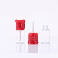 2050100pc 15ml gold red rose flower shaped lipgloss cosmetic packaging clear bottle lip gloss containers