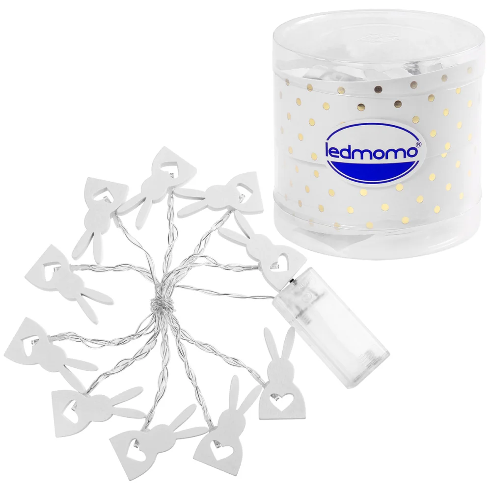 

10-LEDs Battery Powered Wooden Rabbit Shape String Light for Party Festival Decoration (Pure White Light)