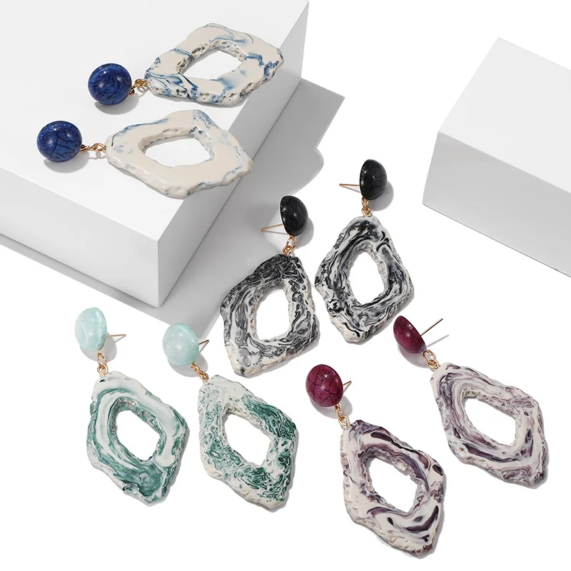 Новинка 2020 модные корейские серьги в виде ракушек с геометрическим узором для