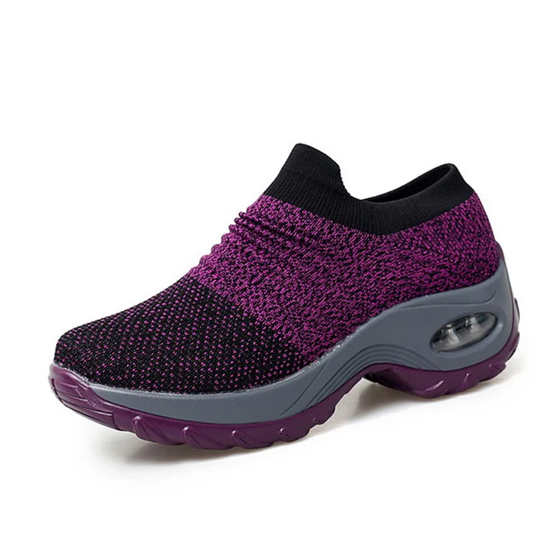 

Women's Walking Footwear 2021 Summer Running Sneakers Fashion Breathable Mesh Cushion Platform Slip-On Casual Shoes Zapatillas