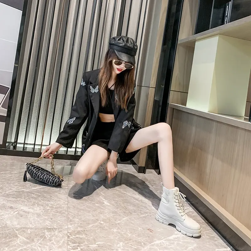 

Newproduct solid color ladies plus velvet warm shoes non-slip height increase shoes fashion all-match women's shoes Martin boots