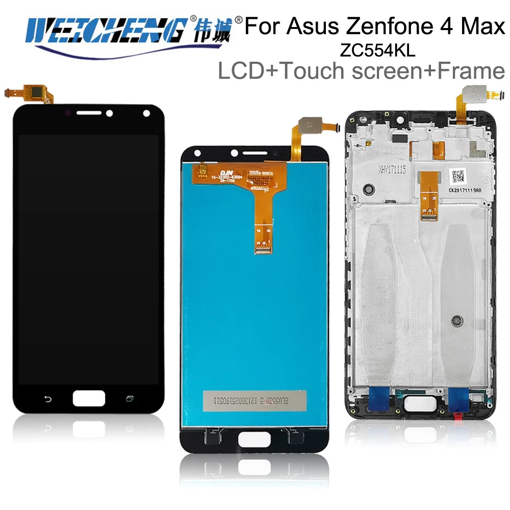

For Asus Zenfone 4 Max ZC554KL LCD Display Touch Screen Digitizer ZenFone 4 Max ZC554KL X001D LCD Screen Sensor With Frame