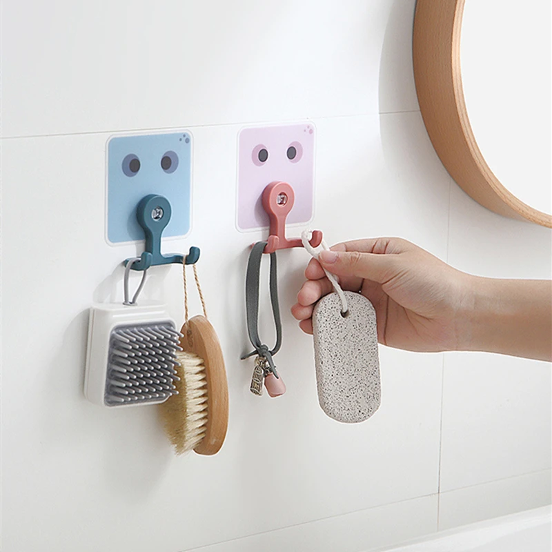 

Wall Mounted Creative Multifunctional Sticky Hook Household Bathroom Kitchen Storage Hook Free Punch Door Rear Coat Organizer