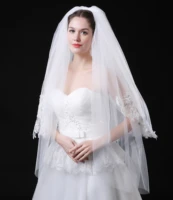 real photo1 5 meter white wedding veils short two layer bridal veil appliques edge wedding accessories 2020