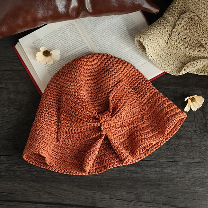 

Brim and Bow Summer Hat Summer Hat Foldable Wide Brim Floppy Straw Sun Hat Summer Beach Hat for Women Girl TT@88