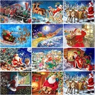 Алмазная 5D картина сделай сам, вышивка из страз Санта-Клауса, зимняя снежная елка, мозаика из круглых страз, подарок на Рождество, для дома